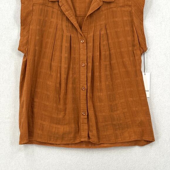 PHAROAH COLLECTION Audrey Band Sleeve Shirt Womens Medium Gossamer Check Cotton - Picture 8 of 14